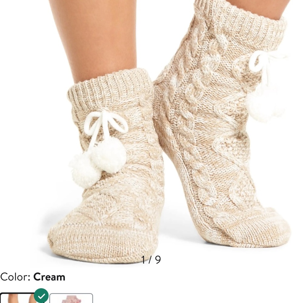 UGG Cream Knit Pom Pom Socks